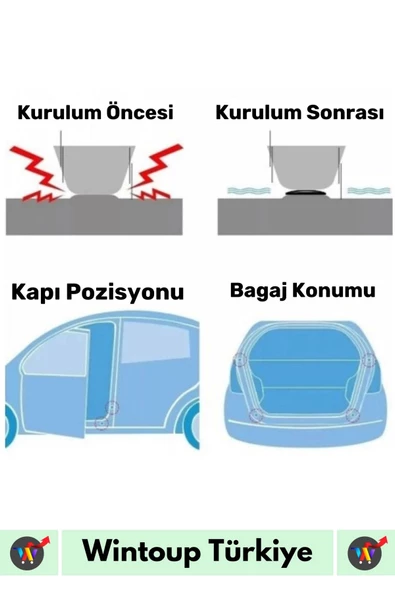 Özel Üretim Uzun Ömürlü Oto Araç Otomobil Gürültü Darbe Çizilme Önleyici Fosforlu Koruyucu Ped 10'lu - 4