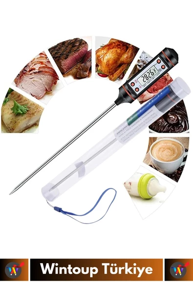 Premium LCD Ekran Çift Birimli Ölçüm Hafızalı Et Sıvı Mama Sıcak Soğuk Saplamalı Gıda Termometresi - 3