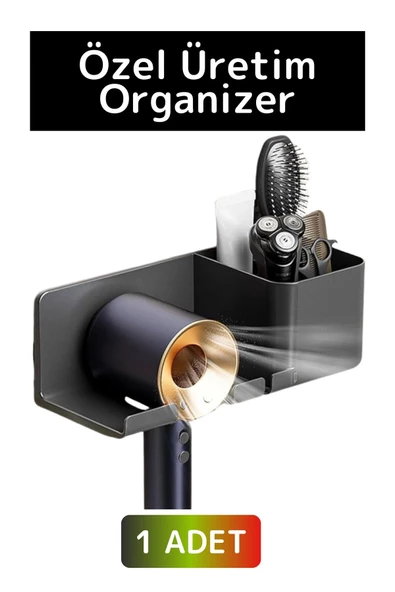 Özel Yüksek Kaliteli Montaj Gerektirmez Yapışkanlı Banyo Yatak Odası Kuaför Fön Makinesi Organizer ürün görseli