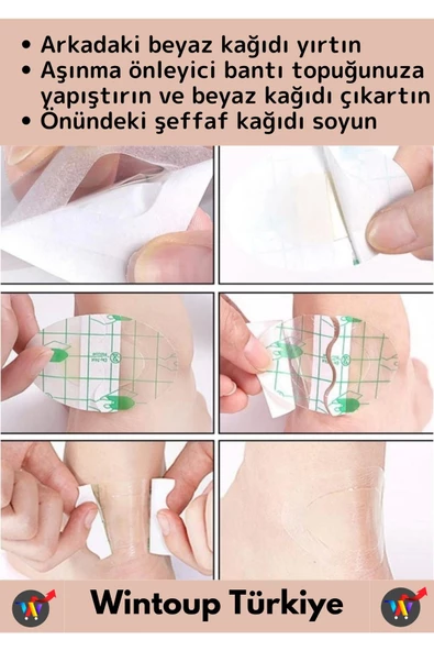 Özel Görünmez Ultra İnce Nefes Alabilir Su Geçirmez Ayakkabı Topuk Parmak Vurma Önleyici Bant 30'lu - 4