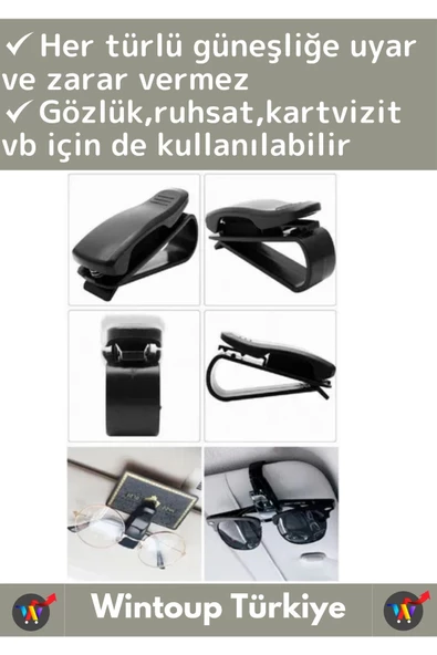 Premium Yüksek Kaliteli Araç İçi Güneşlik Gözlük Ruhsat Kartvizit Tutacağı Klips 5 Adet - 2