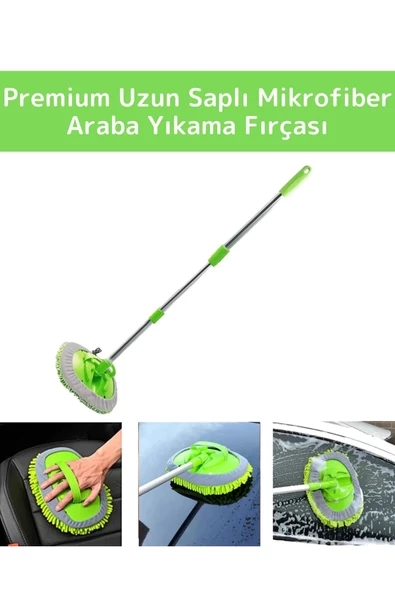 Premium 180 Derece Dönen Su Emici Tak Çıkar Paspaslı Uzun Saplı 2in1 Mikrofiber Araba Yıkama Uyumlu