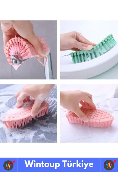 Özel Dayanıklı Ultra Esnek Bükülebilir Sert Zemin Musluk Mutfak Banyo Askılı Temizlik Fırçası 2 Adet - 3