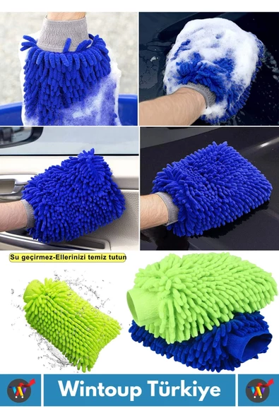 Premium Yumuşak Esnek Mikrofiber Oto Araç İç Dış Elektronik Otomobil Yıkama Temizleme Eldiveni 2Adet - 5