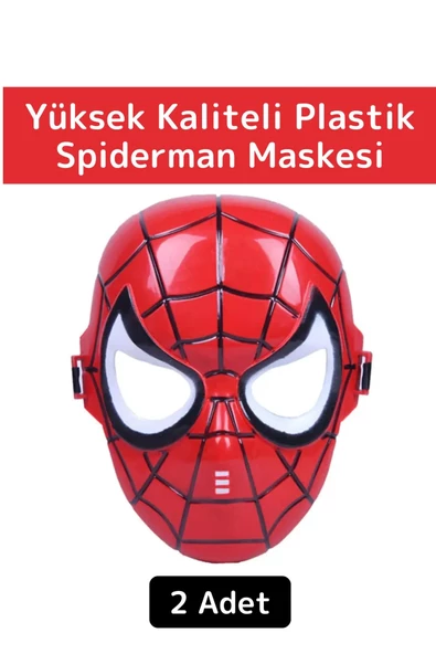 Premium Yüksek Kaliteli Plastik Eğlenceli Spiderman Figür Unisex Örümcek Adam Maskesi 2 Adet