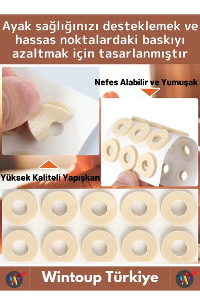 Gündelik Kullanıma Uygun Konforlu Ayak Ağrı Baskı Azaltıcı Sünger Yastık Ayak Nokta Pedi 45 Adet - 2