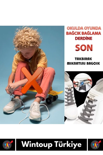 Premium Çocuk Genç Yetişkin Pratik Şık Klipsli Manyetik Mıknatıslı Lastikli Ayakkabı Bağcığı 1 Çift - 3