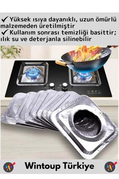 Premium Dayanıklı Uzun Ömürlü Kolay Temizlenebilir Ocak Yağ Kir Önleyici Kare Alüminyum Folyo 16Adet - 2