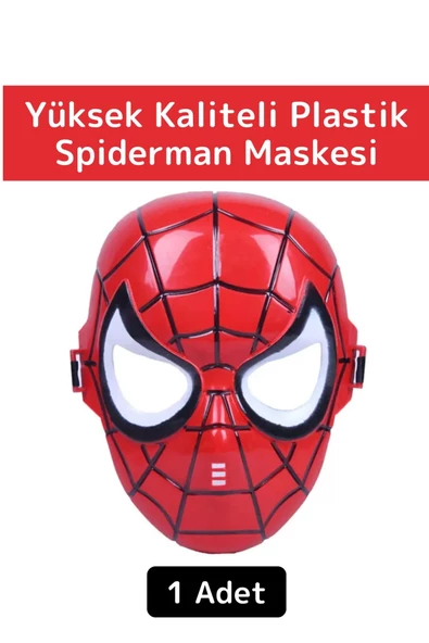 Premium Yüksek Kaliteli Plastik Eğlenceli Spiderman Figür Unisex Örümcek Adam Maskesi 1 Adet