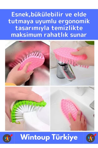 Özel Dayanıklı Ultra Esnek Bükülebilir Sert Zemin Musluk Mutfak Banyo Askılı Temizlik Fırçası 1 Adet - 2