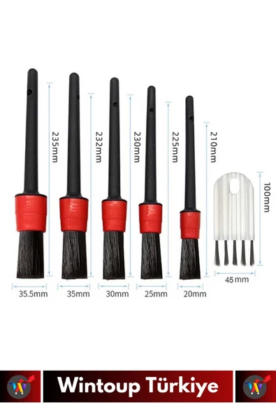 Premium Oto Araç Klima Koltuk Islak Kuru Kullanım Derin Temizlik 5+1 Detaylı Temizlik Fırçası Seti - 5