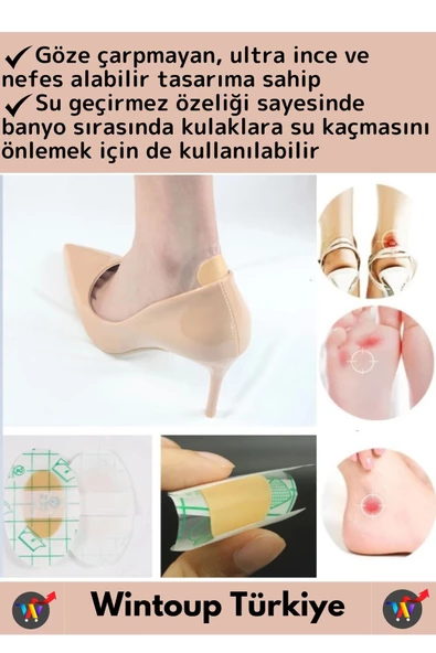 Özel Görünmez Ultra İnce Nefes Alabilir Su Geçirmez Ayakkabı Topuk Parmak Vurma Önleyici Bant 30'lu - 2