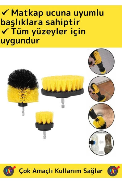 Premium Çok Fonksiyonlu Tüm Matkap Uçlarına Uygun Banyo Araç 3'lü Matkap Ucu Temizleme Fırçası Seti - 2