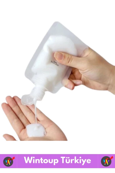 Seyahat Tipi Çanta Boy Sızdırmaz Yıkanıp Tekrar Kullanılabilir Krem Losyon Şampuan Kabı 100 Ml 5Adet - 4