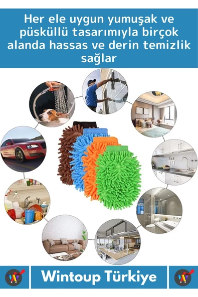 Premium Yumuşak Esnek Mikrofiber Oto Araç İç Dış Elektronik Otomobil Yıkama Temizleme Eldiveni 2Adet - 3