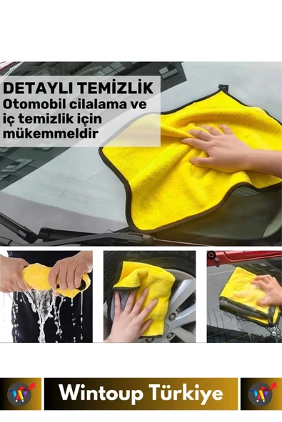 Premium Yüksek Kaliteli Yünlü Mikrofiber Araba Mutfak Banyo Lavabo Yıkama Temizleme Bezi 2 Adet - 3
