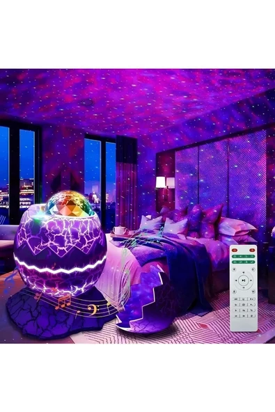Deluxe Dinozor Yumurtası Gece Masa Lambası Bluetooth Hoparlör Led Lamba Galaxy Projektör Led Işık - 2