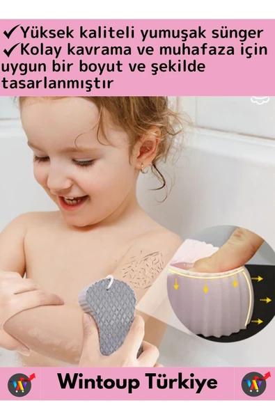 Yüksek Kaliteli Ultra Esnek Yumuşak Peeling Hassas Cilt Bebek Banyo Ovalama Süngeri Banyo Lifi 3Adet - 2