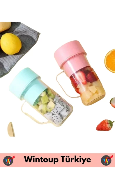 Taşınabilir Ev İş Gündelik Milkshake Meyve Sıkacağı USB Şarjlı Pipetli Bardak Blender 420ML 2 Adet - 3