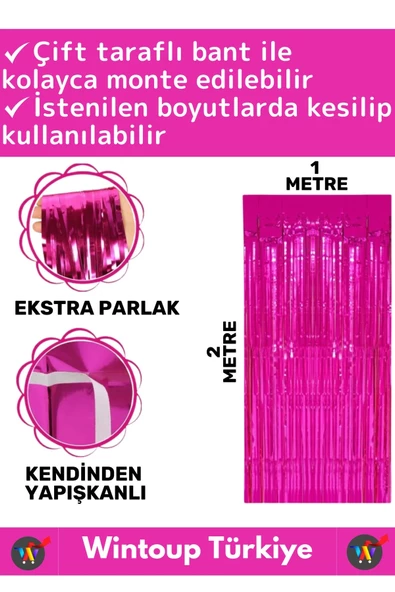 Özel Üretim Ekstra Parlak Saçaklı Doğum Günü Düğün Kına Parti Fotoğraf Çekimi Arka Fon Perde 1X2 Mtr - 2