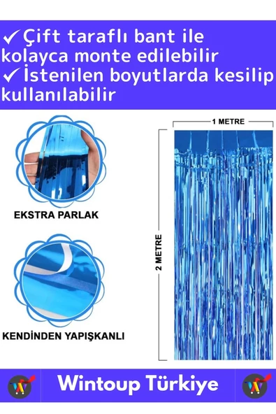 Özel Üretim Ekstra Parlak Saçaklı Doğum Günü Düğün Kına Parti Fotoğraf Çekimi Arka Fon Perde 1X2 Mtr - 2