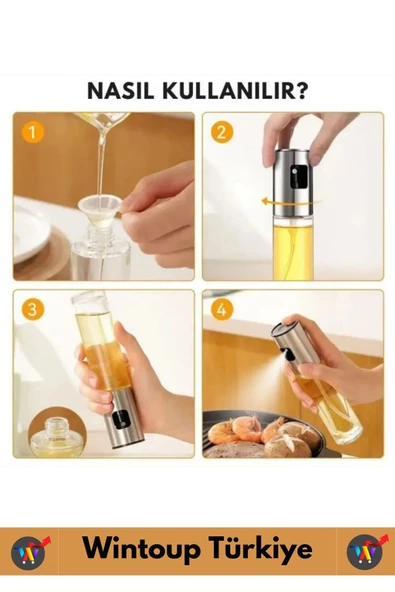 Yüksek Kaliteli Uzun Ömürlü Mutfak Yağ Sirke Limon Suyu Çok Amaçlı Spreyli 100 ML Cam Yağdanlık 1 Ad - 4