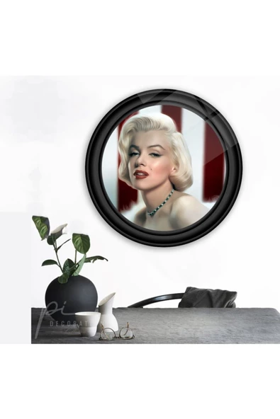 Marilyn Monroe Yuvarlak Dekoratif ve Modern Cam Tablo