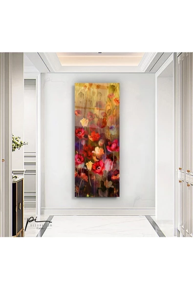 Pastel Çiçekler Dekoratif ve Modern Cam Tablo