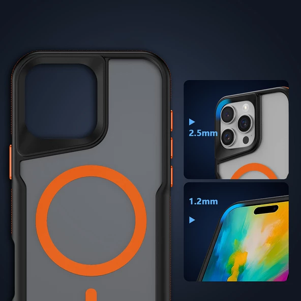 Gpack Apple iPhone 16 Pro Kılıf Magsafeli Airbag Şeritli Renkli Kenar Lamer Kapak - 2