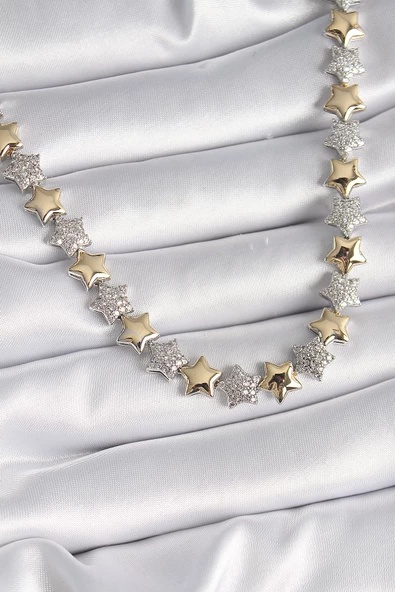 Mix Renk Zirkon Taşlı Yıldız Model VIP Exclusive Seri Kadın Kolye - EBJ241130W29621 ürün görseli