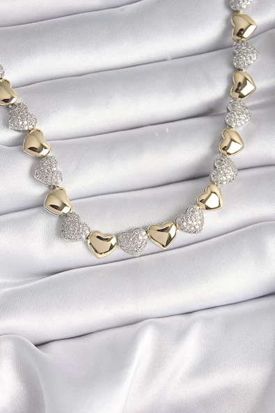 Mix Renk Zirkon Taşlı Kalp Model VIP Exclusive Seri Kadın Kolye - EBJ241130W29622 ürün görseli