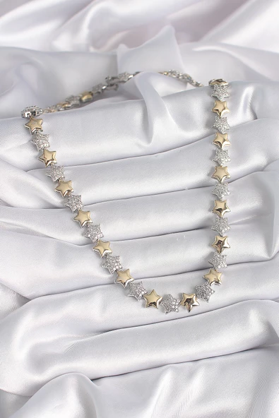 Mix Renk Zirkon Taşlı Yıldız Model VIP Exclusive Seri Kadın Kolye - EBJ241130W29621 - Resim 2