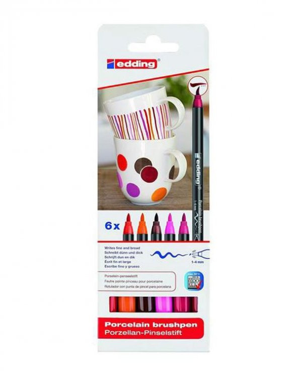 Edding Porselen Kalemi 6lı Set Sıcak Renkler