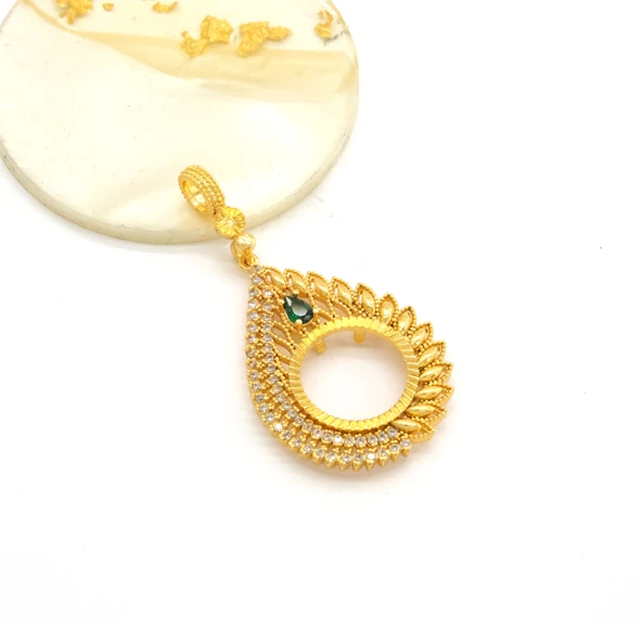 Çeyrek Altın Çerçeveli Kolye Ucu Altın Kaplama-TGR-687 - Resim 3