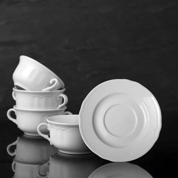 GÜRAL PORSELEN Venedik 4 Parça 18 cm Çorba Kasesi Altlığı