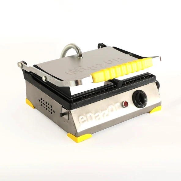 8 Dilim Elektrikli Saf Döküm Tost Makinesi  (Döküm 30x23) - İnoks - Sarı ürün görseli