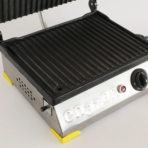 8 Dilim Elektrikli Saf Döküm Tost Makinesi  (Döküm 30x23) - İnoks - Sarı - Resim 3