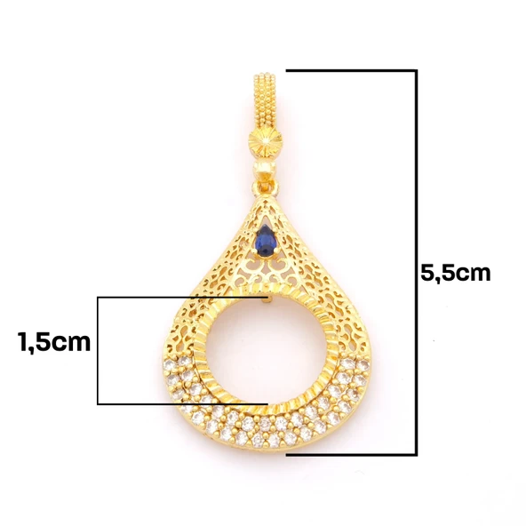 Çeyrek Altın Çerçeveli Kolye Ucu Altın Kaplama TGR-700 - Resim 2