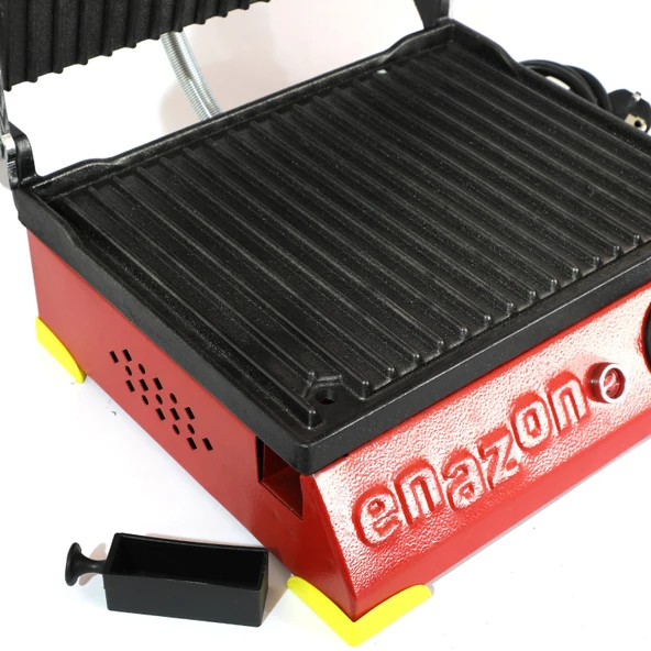 8 Dilim Elektrikli Saf Döküm Tost Makinesi  (Döküm 30x23) - Kırmızı - Sarı - Resim 4