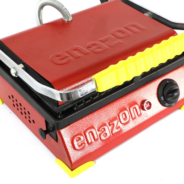 8 Dilim Elektrikli Saf Döküm Tost Makinesi  (Döküm 30x23) - Kırmızı - Sarı - Resim 2