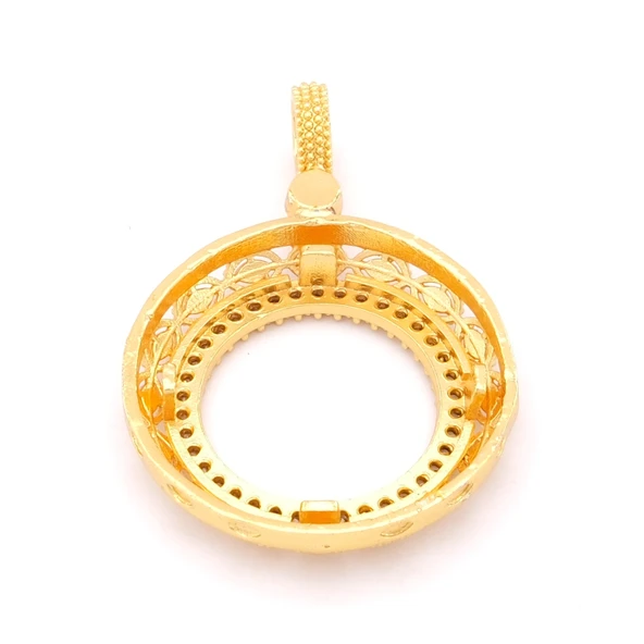 Yarım Altın Çerçeveli Kolye Ucu Altın Kaplama Yuvarlak TGR-625 - Resim 5