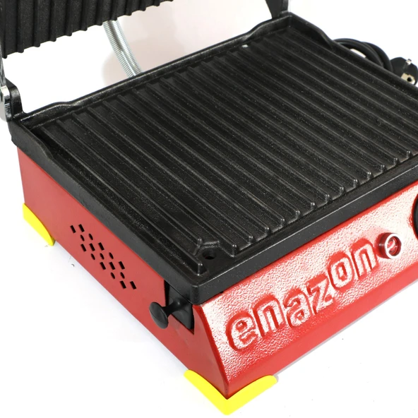 8 Dilim Elektrikli Saf Döküm Tost Makinesi  (Döküm 30x23) - Kırmızı - Sarı - Resim 3