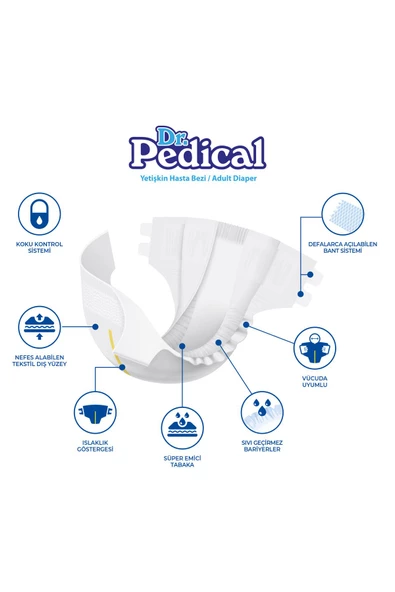 Dr. Pedical Belbantlı Orta Boy M 30'lu 4 Adet Hasta Bezi - 2