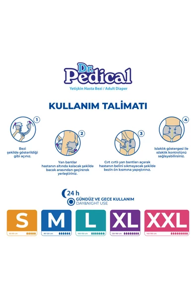 Dr. Pedical Belbantlı Orta Boy M 30'lu 4 Adet Hasta Bezi - 3