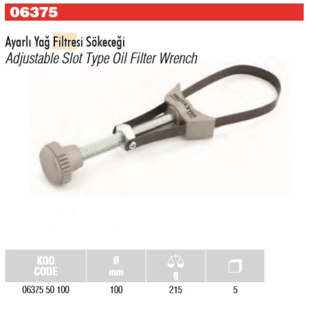 İzeltaş Ayarlı Filtre Sökme Anahtarı 100 MM 0637550100 - Resim 3