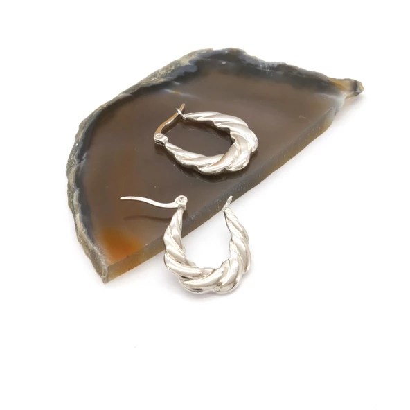 Paslanmaz Çelik Halka Küpe Kadın Burgu Model UNK-796 - Resim 2