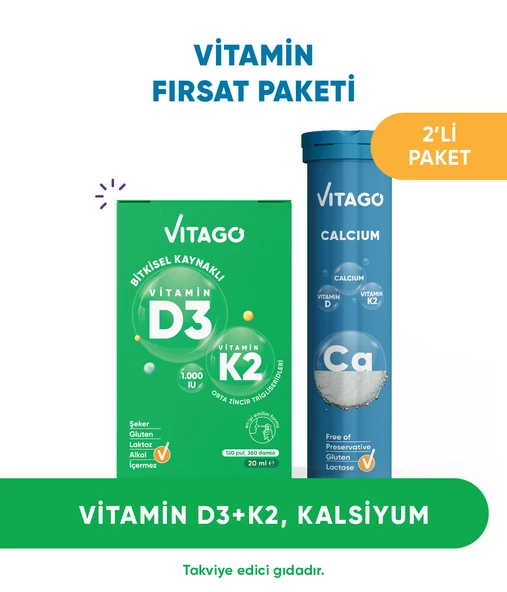 2li -Vitago Vitamin D3 Sprey+Vitago ProKalsiyum Tablet