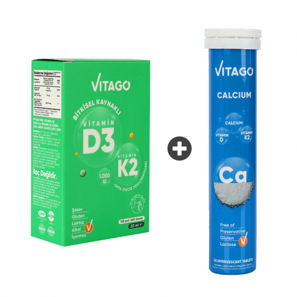 2’li -Vitago Vitamin D3 Sprey+Vitago ProKalsiyum Tablet
