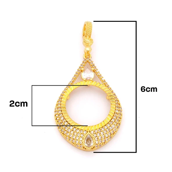 Yarım Altın Çerçeveli Kolye Ucu Altın Kaplama İşlemeli TGR-665 - Resim 2