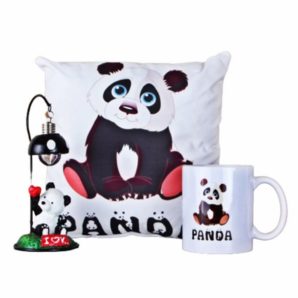 Panda Masa Lambası Işıklı Biblo Panda Puf Yastık Panda Kupa